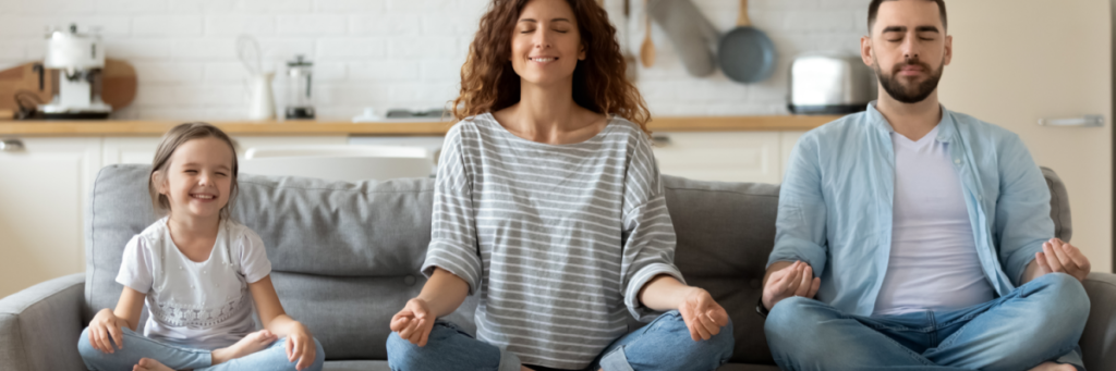 Family doing yoga